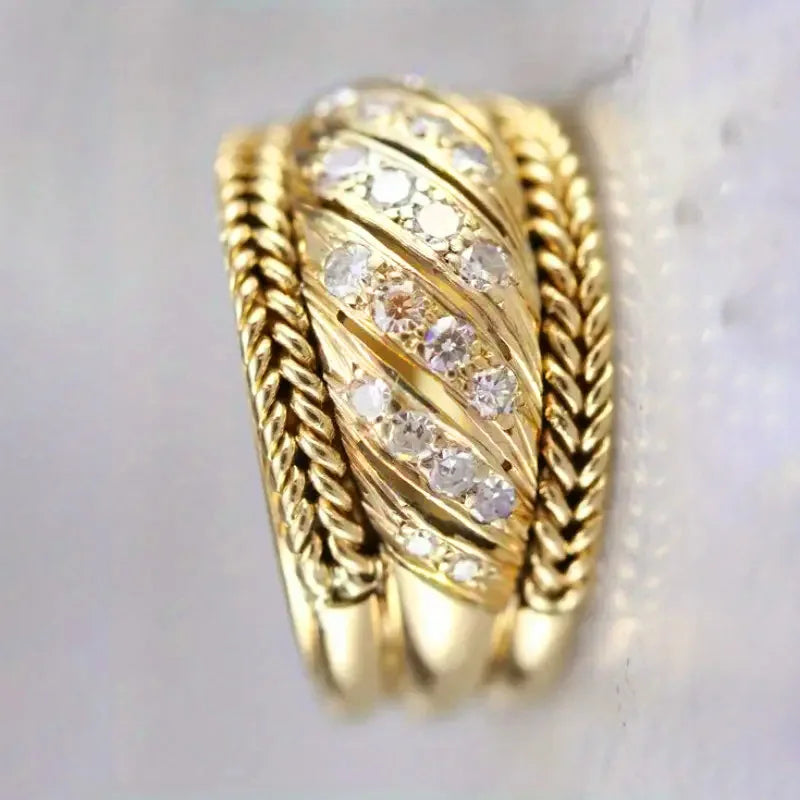 Bright Gold Color AA Cubic Zirconia Luxury