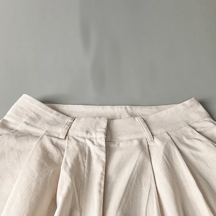 2 Pcs Office Pant Suits Solid Beige Wide Leg