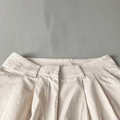 2 Pcs Office Pant Suits Solid Beige Wide Leg