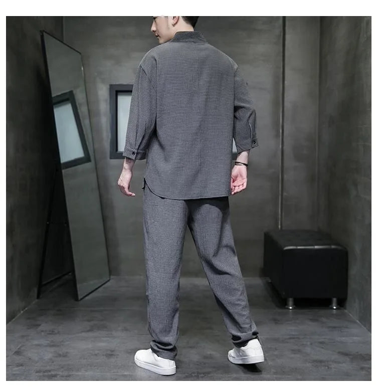 2 Pcs Mens Fashion Trend Solid Color Loose Sport