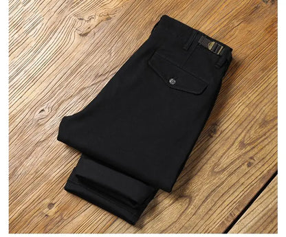 Casual Cotton Pants, Loose Straight Leg Workwear