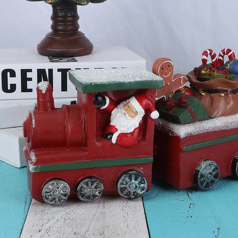 Train Christmas Resin Statue Home Decor Sculpture