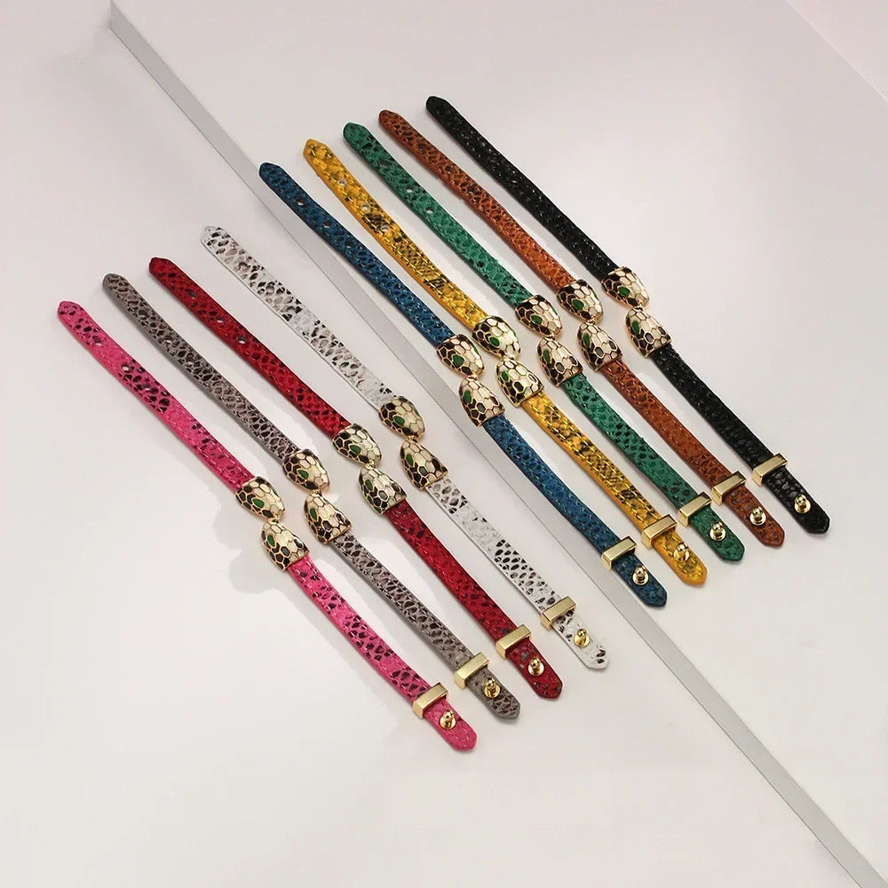 Women Fashion Charm Metal Snake Head Bangles