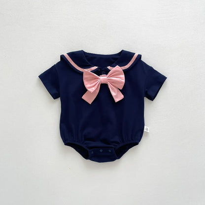 Baby Girls Rompers Sailor Collar Bodysuits