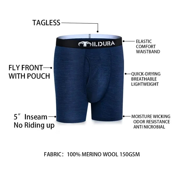 Men's Merino Wool Underwear Boxer Briefs