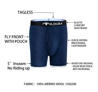 Men's Merino Wool Underwear Boxer Briefs