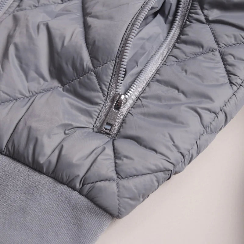 Men's Cotton Jacket with Quilted Diamond Pattern