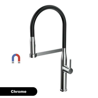 Luxury Brushed Gold Brass Pull Out Kitchen Faucet