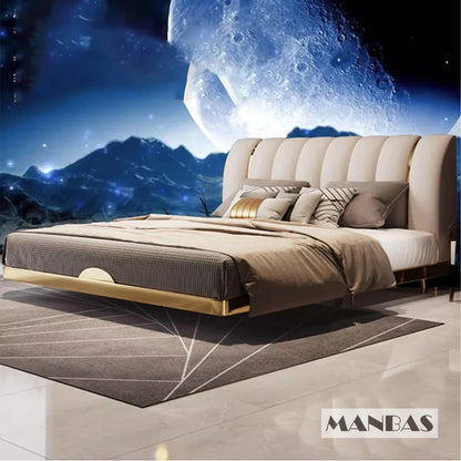 MINGDIBAO Modern Genuine Leather Suspended Bed