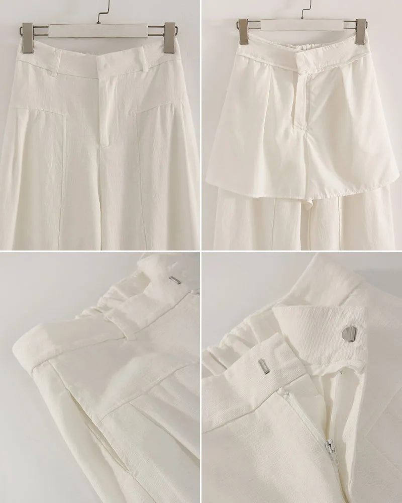 White Pants For Women Cotton Formal High Waist