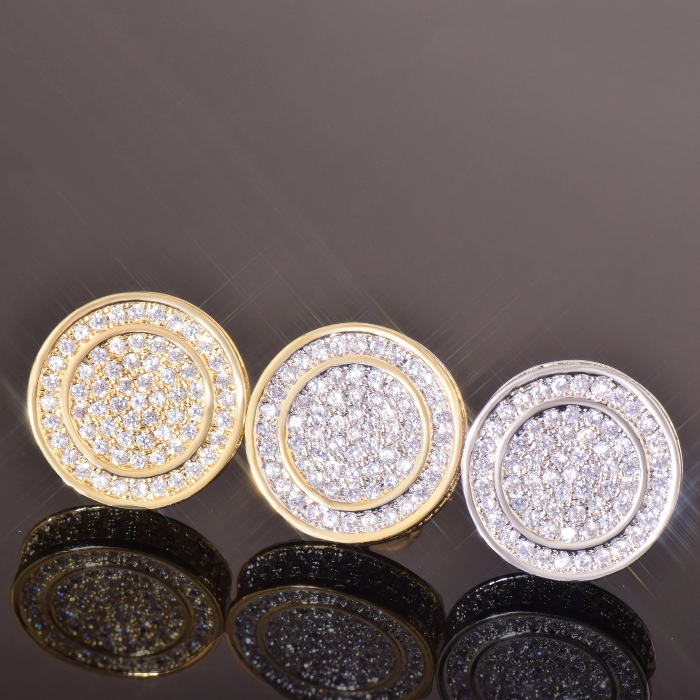 Men/Women Round Stud Earring Cubic Zirconia Fashion