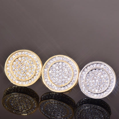 Men/Women Round Stud Earring Cubic Zirconia Fashion