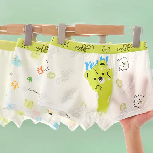 4PCS Cute Cartoon Boys Breathable Comfort Underwear