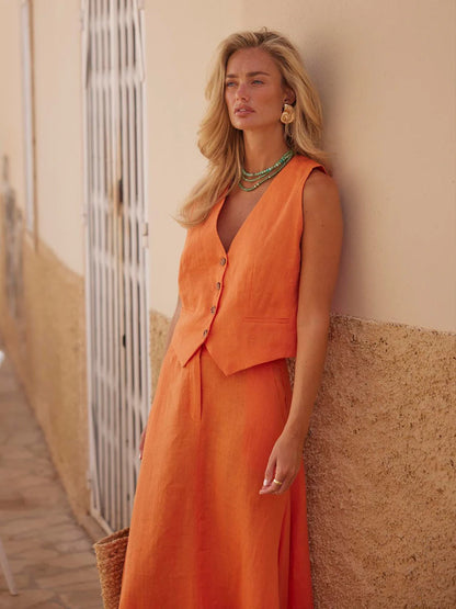 2 PCS Sleeveless Fashionable Chic Vest Skirt Suit