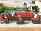 7 Piece Rattan Gray Wicker Outdoor Sectional Furniture Set