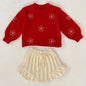 2 Pcs Baby Girls Long Sleeve Striped Cardigan Coat+ Shorts