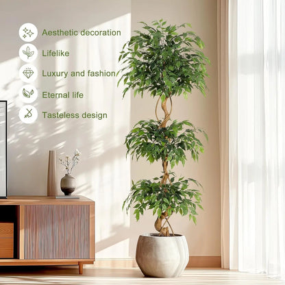 Ficus Tree Artificial Plants Indoor White Pot