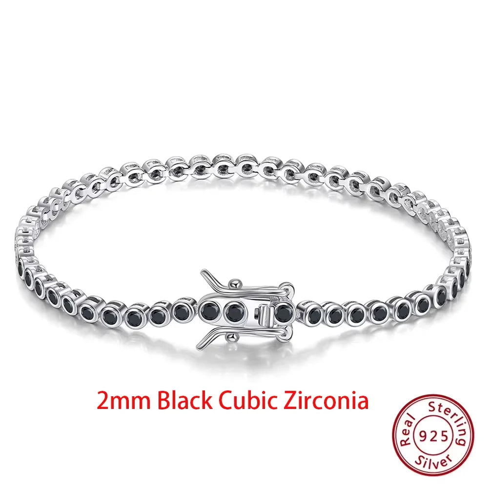 Shiny Tennis Bracelet Sterling Silver Cubic Zirconia