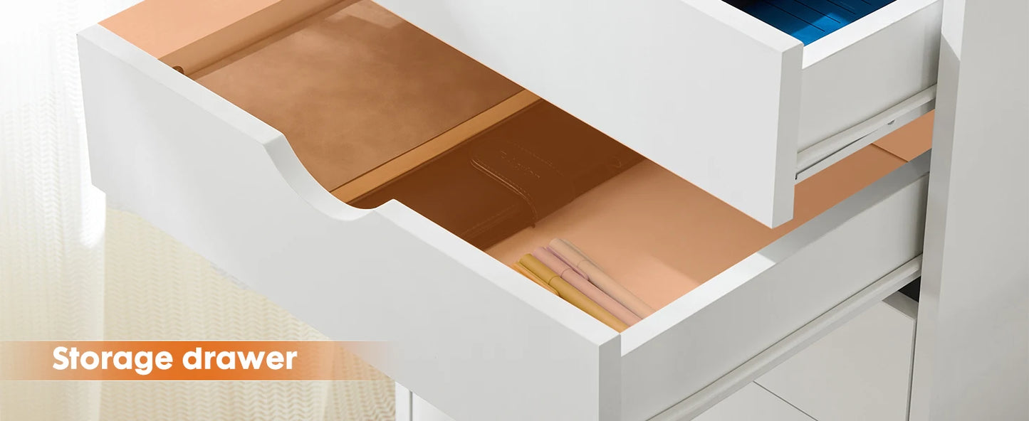 7 Drawer Storage Cabinet Wooden Mobile Rolling Cabinet