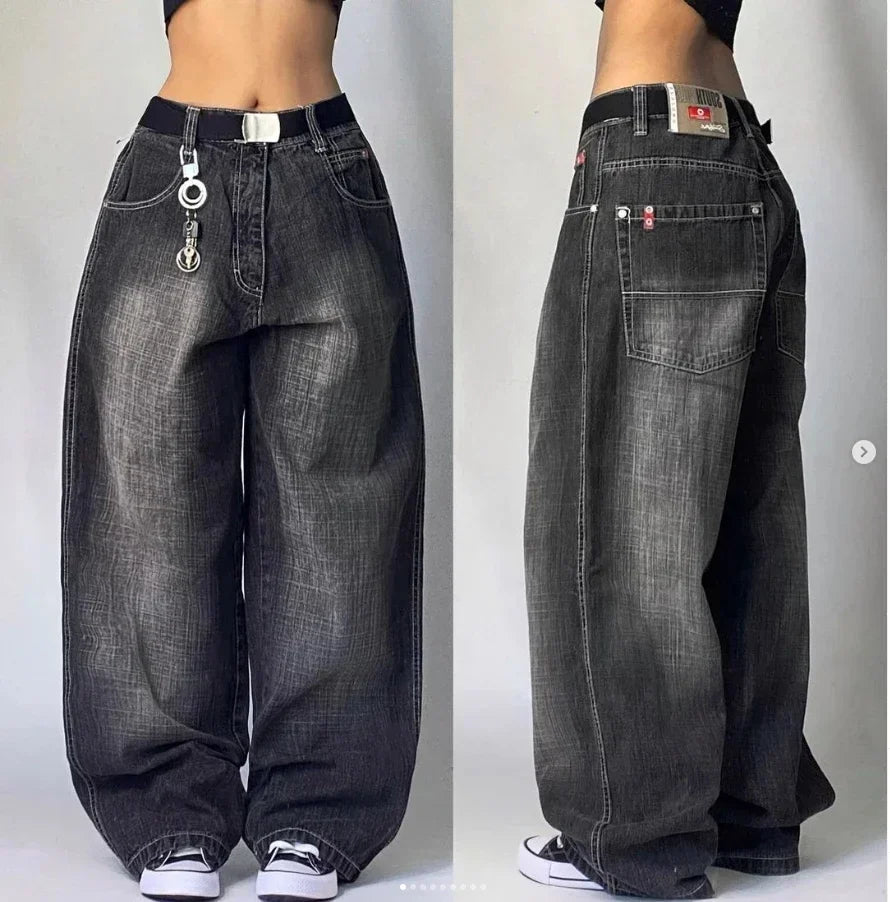 Oversized Print Baggy Jeans Men Vintage Gothic