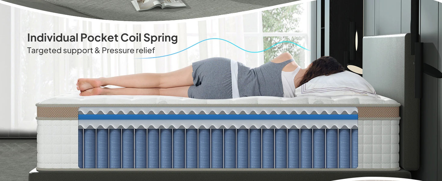 Full/King/Queen Size Mattress, Luxury Hybrid, Gel Memory Foam