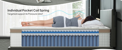 Full/King/Queen Size Mattress, Luxury Hybrid, Gel Memory Foam