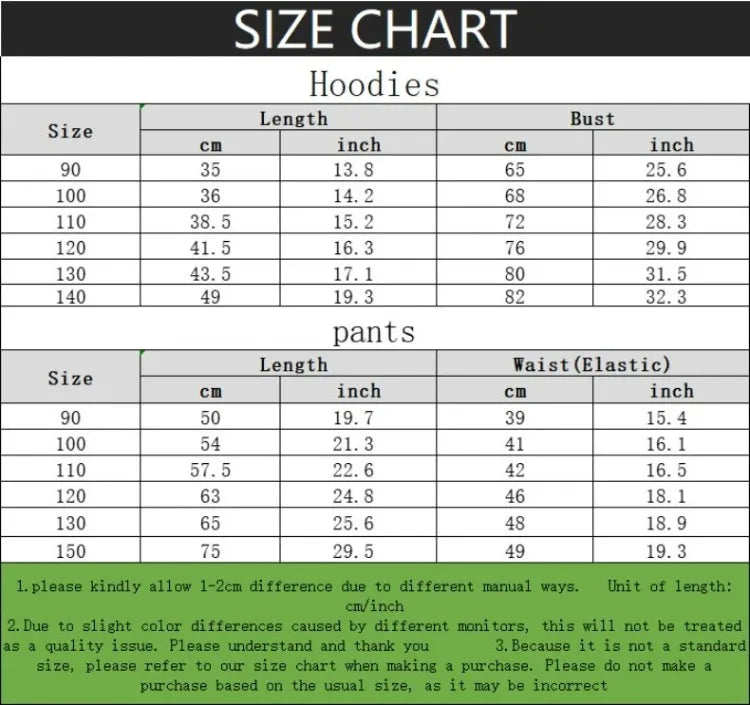 2 Pcs Boys Sets Casual Sweatshirt Hoodies and Sweatpantt