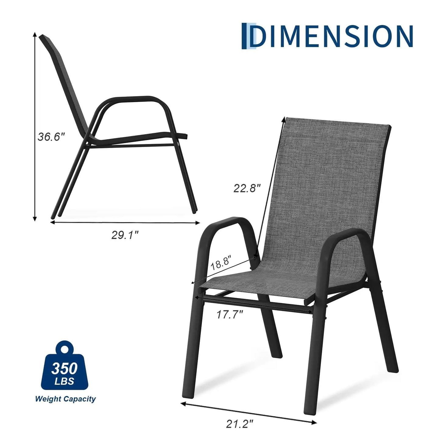 4 Stackable Outdoor Patio Chairs, All-Weather