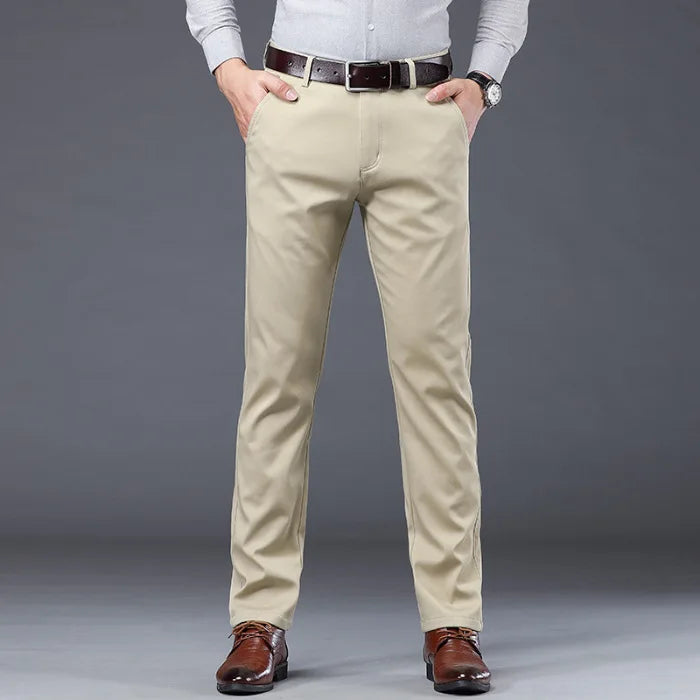 Gray Green Trousers Men Fleece Casual Pants