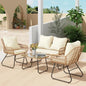 4-Piece Patio Furniture Set with Cushions & Tempered Glass Table
