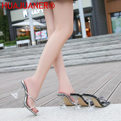 Transparent PVC Slippers Crystal Cup high-heeled Women