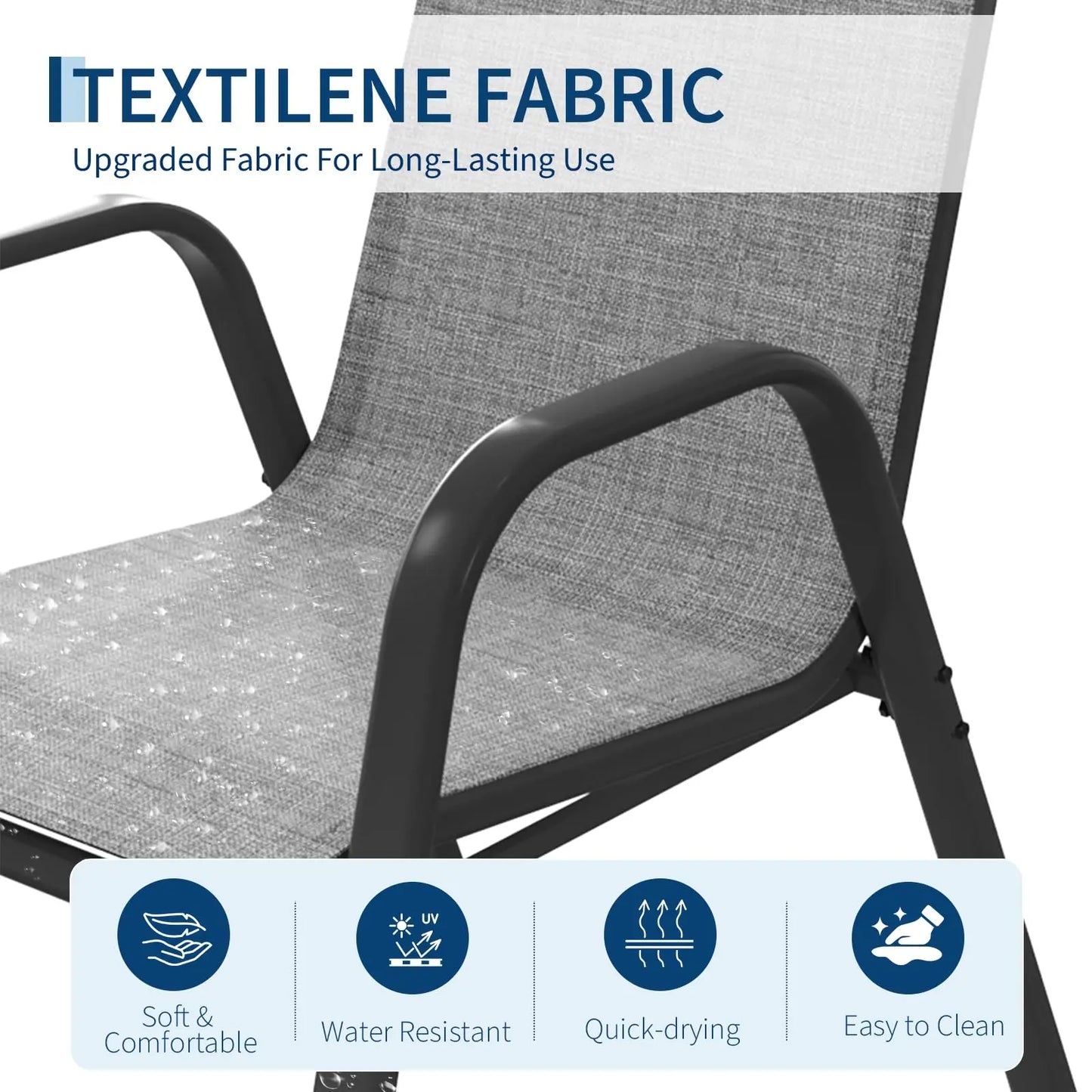 4 Stackable Outdoor Patio Chairs, All-Weather