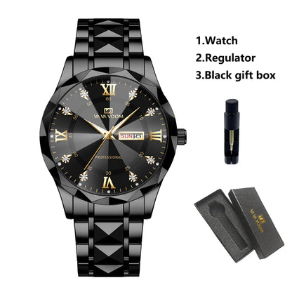 Diamond Luxury Night Glow Double Calendar Quartz