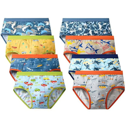 8PC Boys Briefs Cotton Underwear Teenager Cartoon