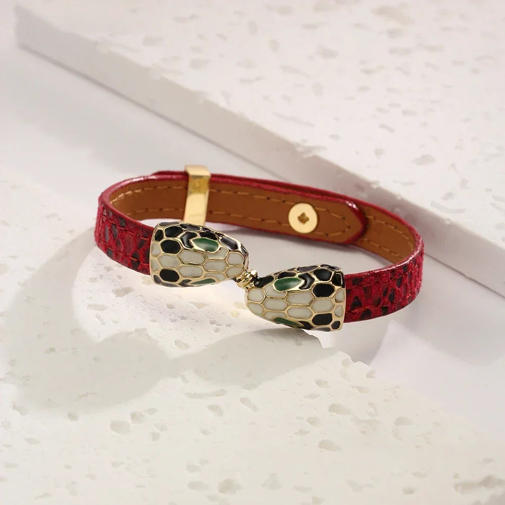 Women Fashion Charm Metal Snake Head Bangles