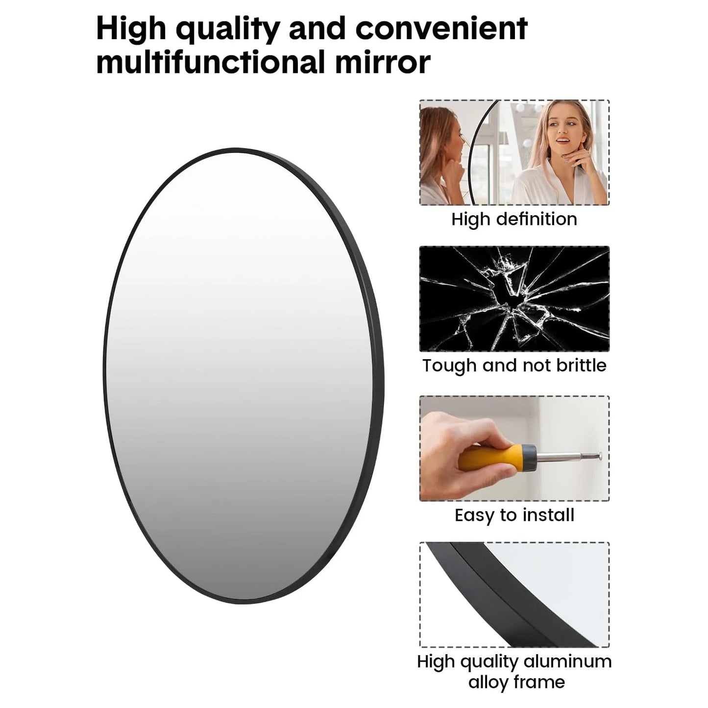 Aluminum Alloy Mirror 20mm Frame Environmentally Friendly