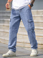 Fashionable Men's Denim Washed Workwear Jeans