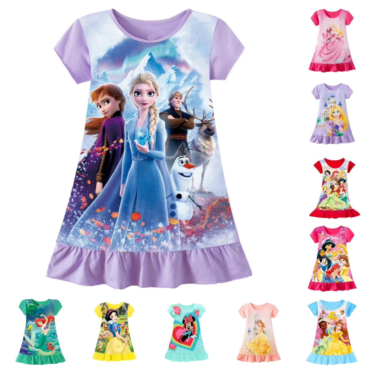 Elsa Cartoon Minnie Party Dresses Pajamas