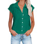 Womens Cotton Linen Casual Short Sleeve Tops
