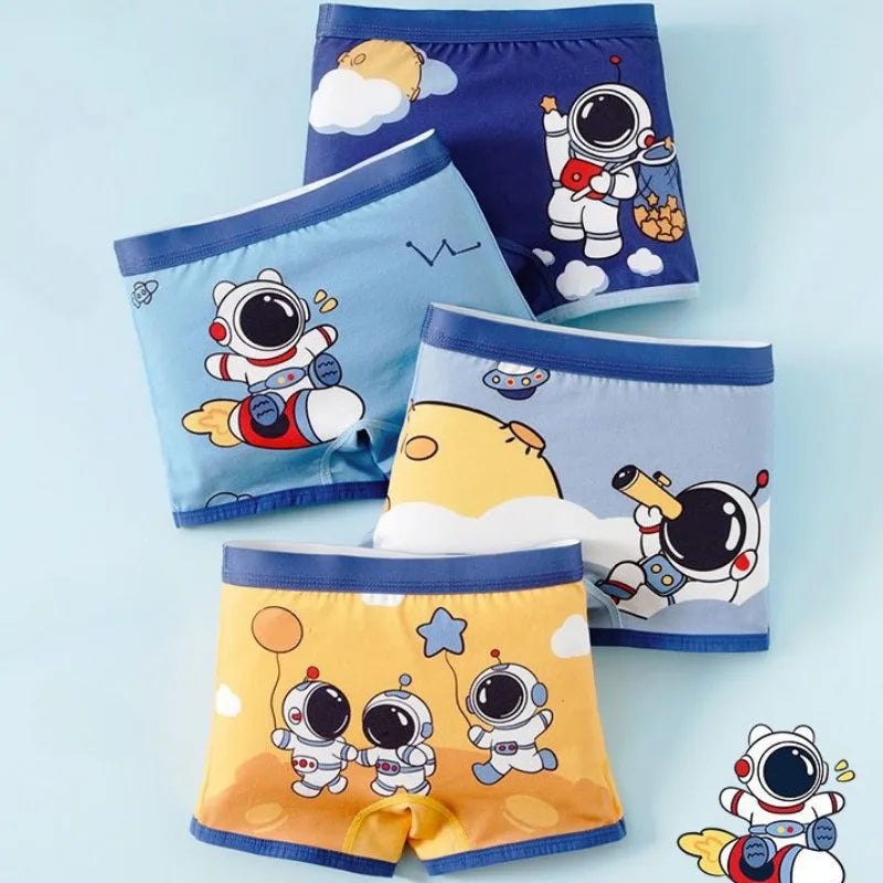 4PCS Boys Cotton  Antibacterial Breathable Cute Underwear