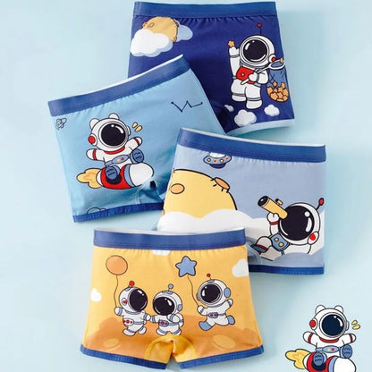 4PCS Boys Cotton  Antibacterial Breathable Cute Underwear