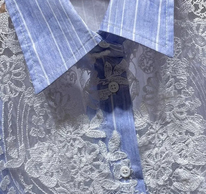 Lace Embroidery Patchwork Short Shirts