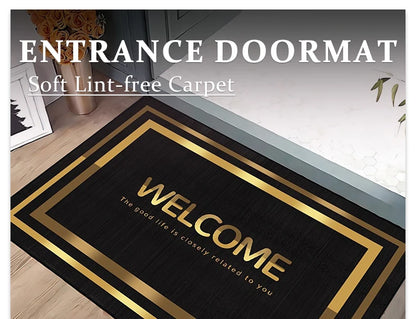 Gold Stripes Decorations Door Entry Carpet House