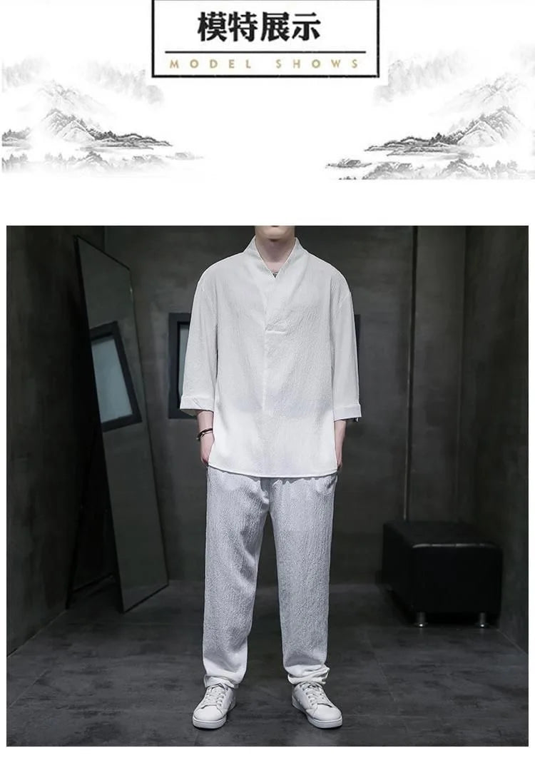 2 Pcs Mens Fashion Trend Solid Color Loose Sport
