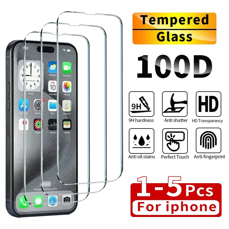 1-5Pcs Tempered Glass For iPhone Pro Max Screen