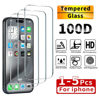 1-5Pcs Tempered Glass For iPhone Pro Max Screen