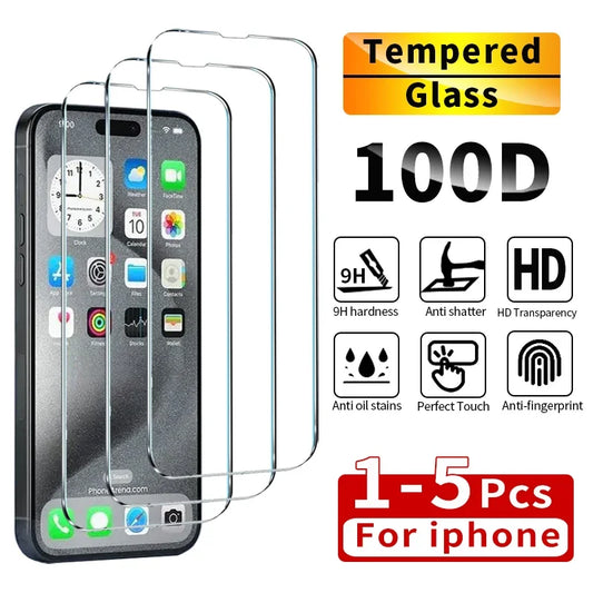 1-5Pcs Tempered Glass For iPhone Pro Max Screen