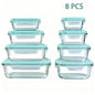 8pcs Glass Food Storage Containers Microwave & Oven Safe