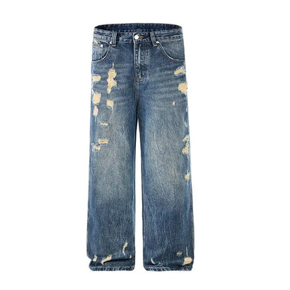 Men's Wide-Leg Jeans Retro Trendy Distressed
