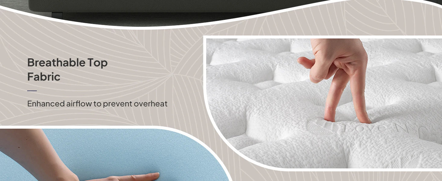 Full/King/Queen Size Mattress, Luxury Hybrid, Gel Memory Foam